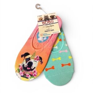 BOBS from Skechers Women's Printed Liner Socks,two-pair pack 5-9.5 shoe size new